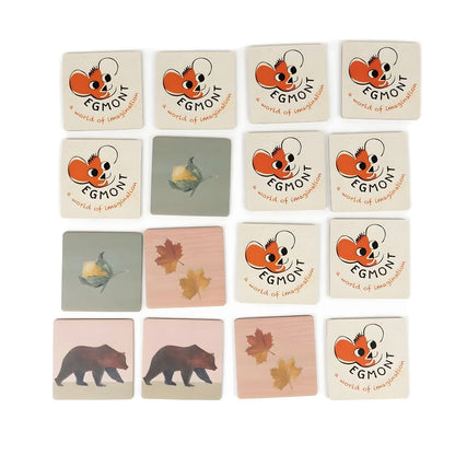 Cartas do Jogo de Memória Animais da Floresta viradas para cima e para baixo