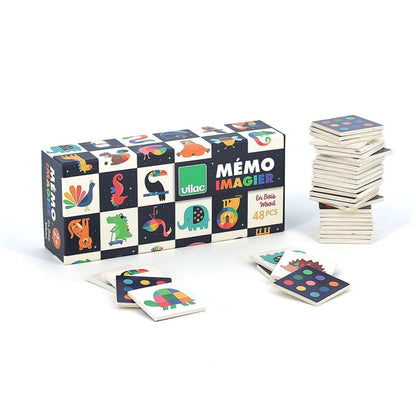 Jogo de Memória Ilustrado por Andy Westface com a caixa e cartas empilhadas