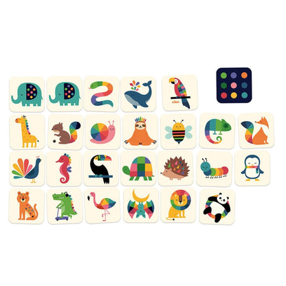 Cartas do Jogo de Memória Ilustrado com animais coloridos