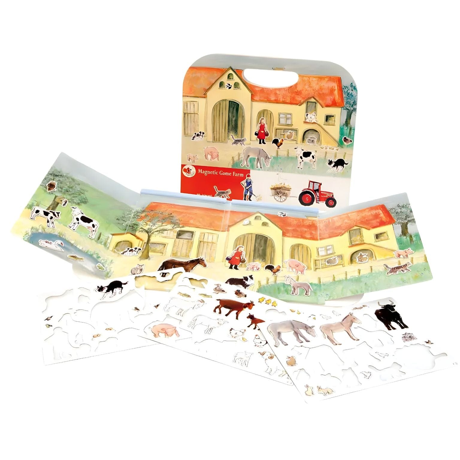 Jogo Magnético Quinta Egmont Toys com animais da quinta, tractor e cenário ilustrado portátil