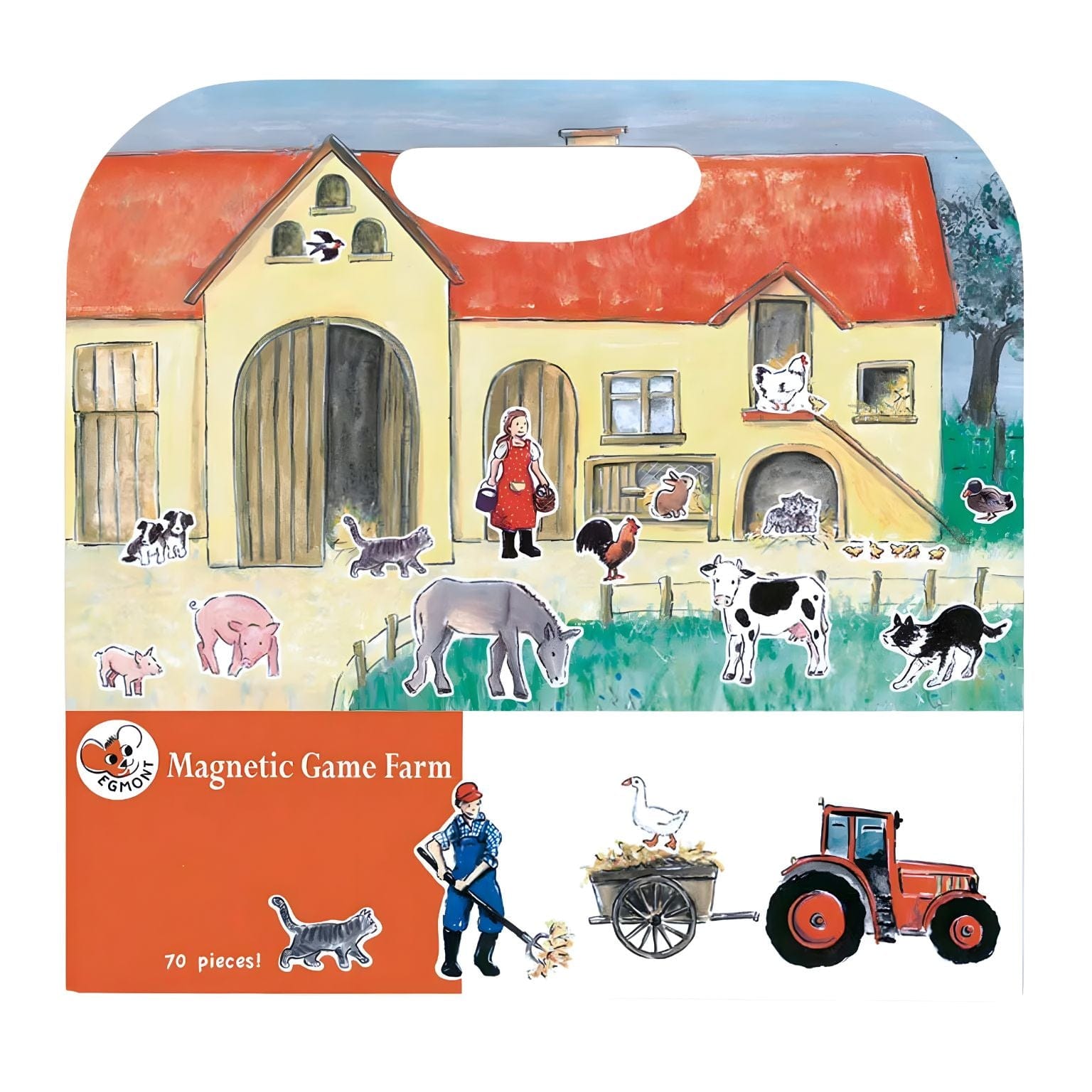 Jogo Magnético Quinta Egmont Toys com animais da quinta, tractor e cenário ilustrado portátil