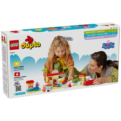 Parte de trás da caixa LEGO Duplo Supermercado da Porquinha Peppa
