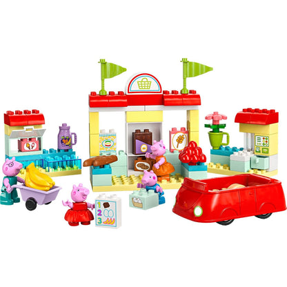 LEGO Duplo Supermercado da Porquinha Peppa montado com Peppa, George e carro vermelho