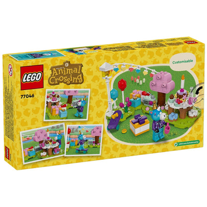Traseira da caixa do Lego Animal Crossing - Festa de anos do Julian