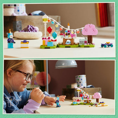 Criança a brincar com o Lego Animal Crossing - Festa de anos do Julian