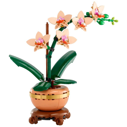 LEGO Botanicals Orquídea em Miniatura: orquídea montada com flores cor de pêssego num vaso