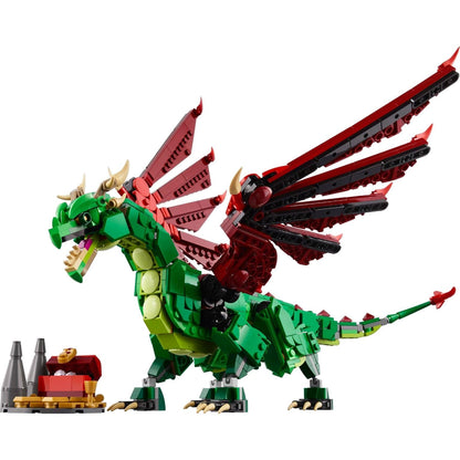 LEGO Creator Dragão Medieval verde e vermelho montado