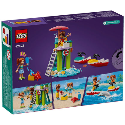 Parte de trás da caixa LEGO Friends Mota de Água de Praia