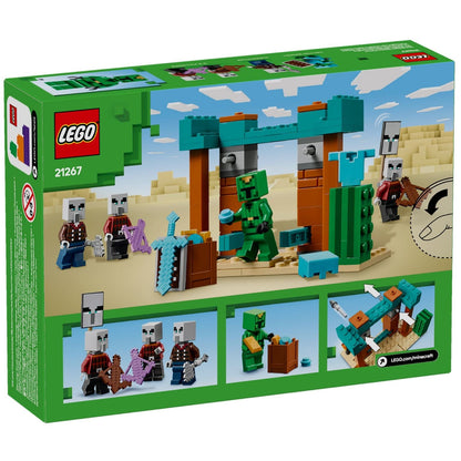 Parte de trás da caixa LEGO Minecraft A Patrulha do Deserto Illager