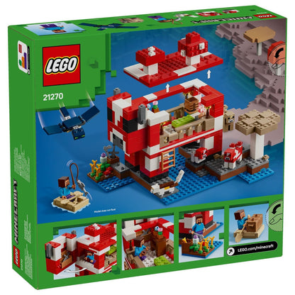 Parte de trás da caixa LEGO Minecraft A Casa Mooshroom