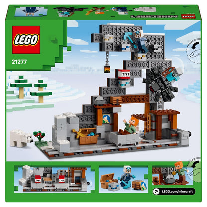 Traseira da caixa do Lego Minecraft - A Mina Picareta