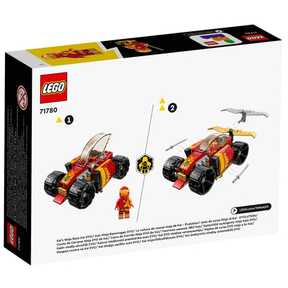 Parte de trás da caixa LEGO Ninjago 71780 com funções do carro