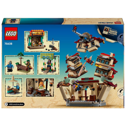 Parte de trás da caixa LEGO One Piece 75638 com funções do conjunto