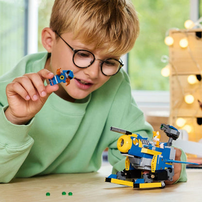Lego Sonic Cyclone contra Metal Sonic: criança a brincar com o robô e Metal Sonic