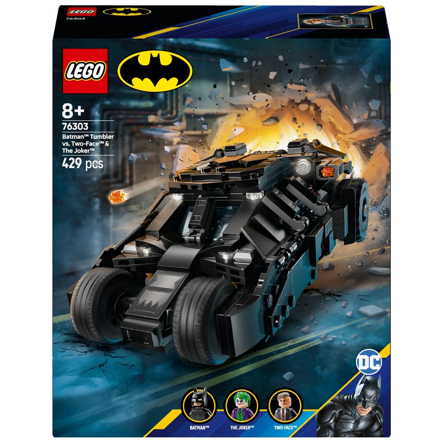 Apresentamos Lego Super Heroes Batman Tumbler contra Two-Face e The Joker com o SKU 667630325 recomendado para + 8 anos