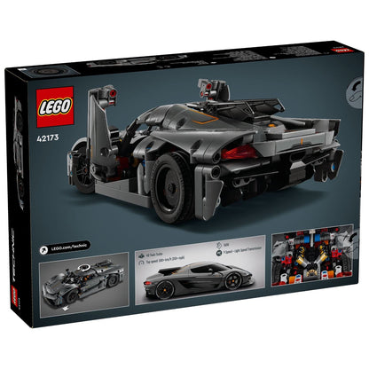 Verso da caixa LEGO Technic Koenigsegg Jesko Absolut com pormenores