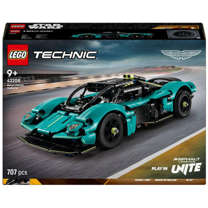 Lego Technic Aston Martin Valkyrie na caixa, com o supercarro verde-água e preto de 707 peças