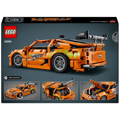 Parte de trás da caixa LEGO Technic Fast and Furious Toyota Supra MK4