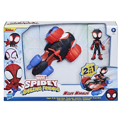 Marvel Spidey and His Amazing Friends Miles Morales com Aracno Triciclo na caixa