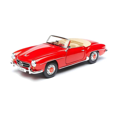 Mercedes-Benz 190SL Cabrio 1955 1/18 vermelho descapotável, vista lateral dianteira