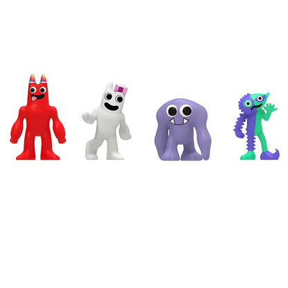 Quatro minifiguras Garten of BanBan: vermelha, branca, lilás e verde