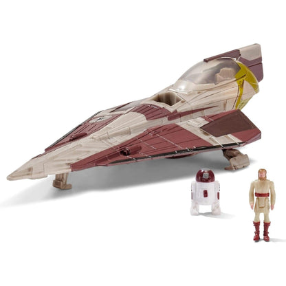 Nave vermelha e branca de Obi-Wan Kenobi com minifiguras de Obi-Wan e R4