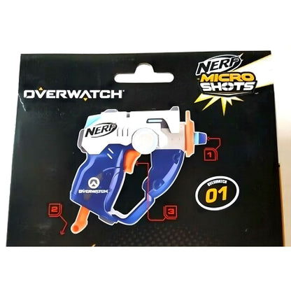 Nerf Microshots Overwatch Tracer número 01 sobre cartão preto