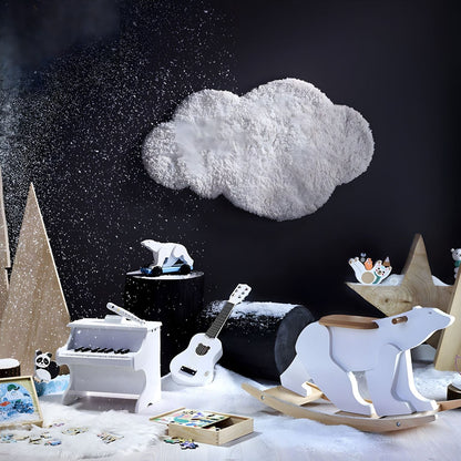 Piano em madeira Branco num quarto decorado com urso polar