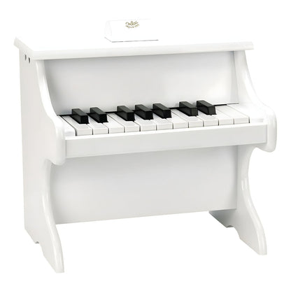 Piano em madeira Branco visto de frente em diagonal