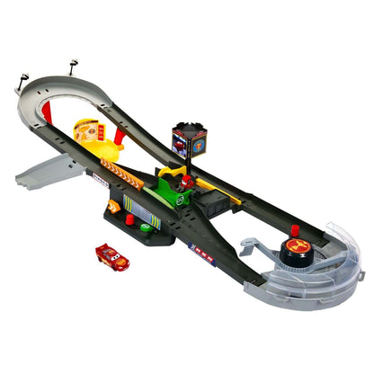 Pista Cars Taça Pistão montada, com rampas e lançador