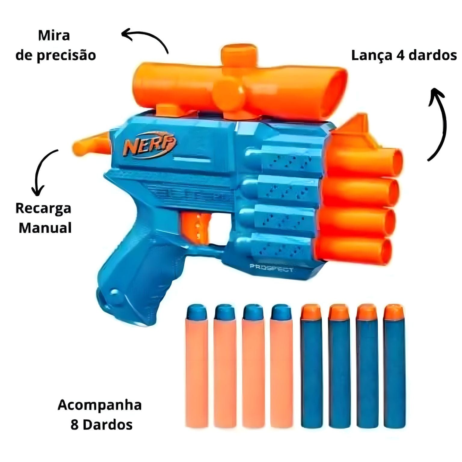 Apresentamos Nerf Elite 2.0 Prospect QS-4 com o SKU 55419025 recomendado para + 8 anos
