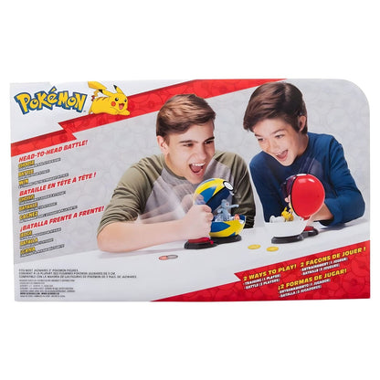 Parte de trás da caixa Pokémon Ataque Surpresa Pikachu vs Machoc