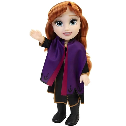 Princesa Disney Anna 35 cm com capa roxa, a acenar