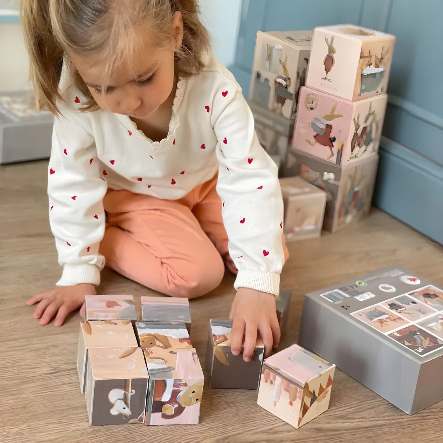 Apresentamos Puzzle 9 cubos - Família de coelhos com o SKU 727005725 recomendado para + 3 anos