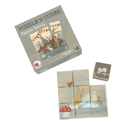 Puzzle 9 cubos - Família de coelhos