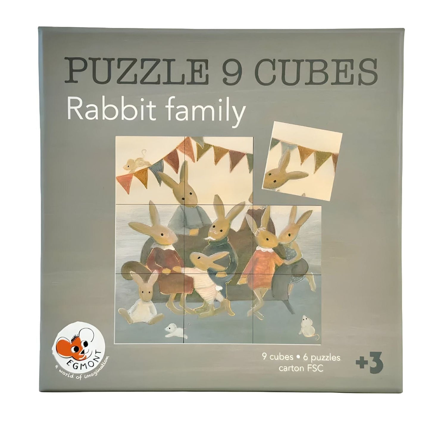 Apresentamos Puzzle 9 cubos - Família de coelhos com o SKU 727005725 recomendado para + 3 anos