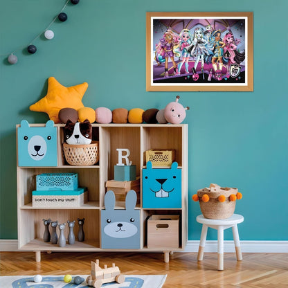 Puzzle Monster High 104 pcs emoldurado num quarto infantil