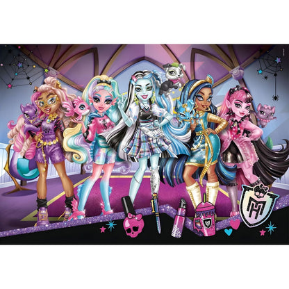 Puzzle Monster High 104 pcs montado com as personagens em fila