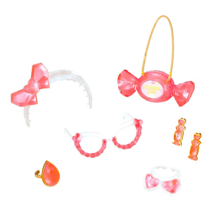Acessórios cor-de-rosa da Rainbow High Crystal Bella Parker: bandolete, mala e óculos