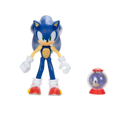 Figura Sonic azul de pé com cápsula de vida extra ao lado