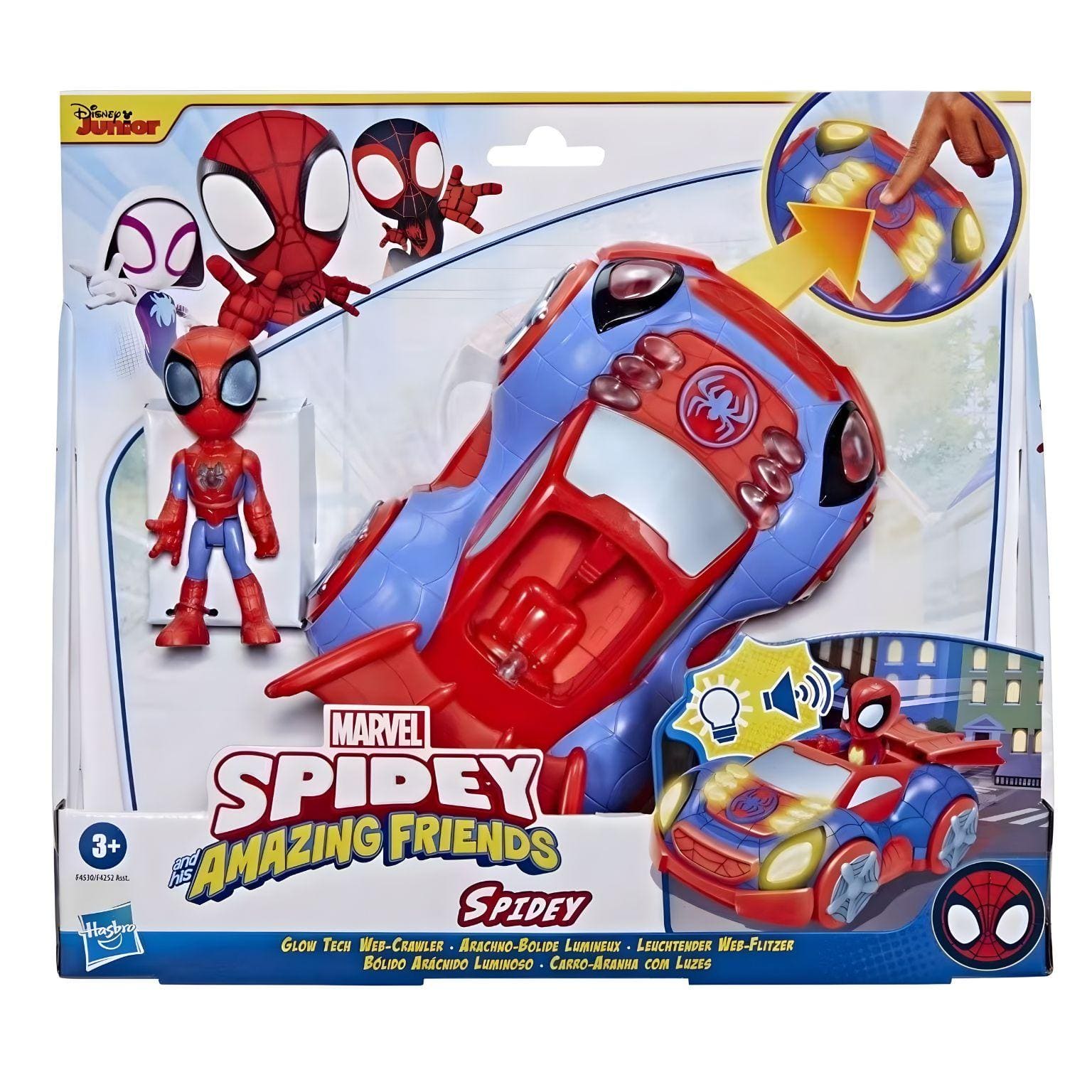 Apresentamos Spidey and His Amazing Friends Carro-Aranha com luzes com o SKU 90453022 recomendado para + 3 anos
