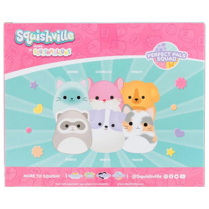 Parte de trás da caixa Squishville Mini Squishmallows Amigos Perfeitos