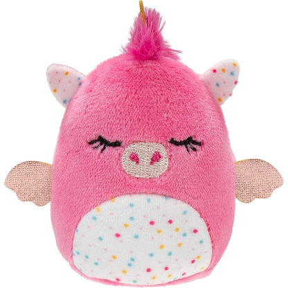 Peluche rosa alado com barriga de pintas do Squishville Esquadrão Colorido