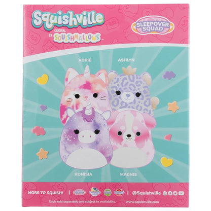 Traseira da caixa do Squishville Mini Squishmallows - Esquadrão do Pijama
