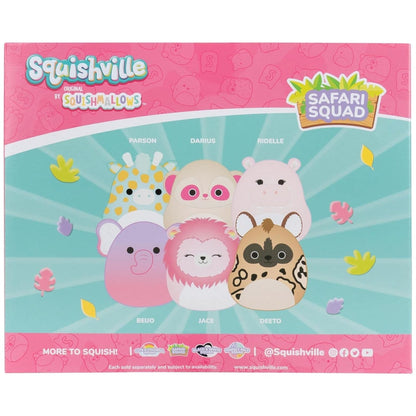 Traseira da caixa do Squishville Mini Squishmallows - Esquadrão Safari