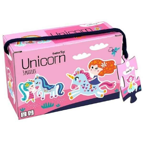Apresentamos 3 Puzzles Mágicos de Unicórnio com o SKU 50551523 recomendado para + 3 anos