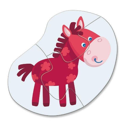 Puzzle do cavalo vermelho montado, um dos 4 Puzzles Little Hand Animais