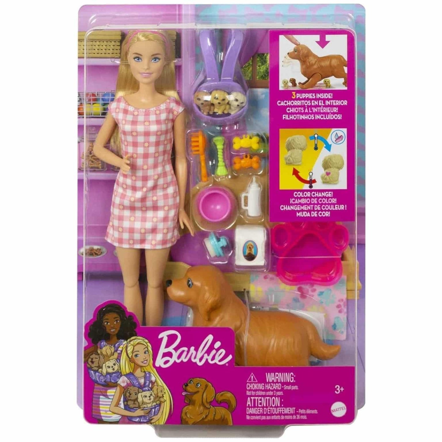 Apresentamos Barbie e os cãezinhos Recém-Nascidos com o SKU 770124424 recomendado para + 3 anos