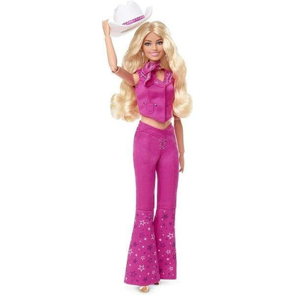 Barbie The Movie com conjunto rosa de estrelas e chapéu de cowboy branco