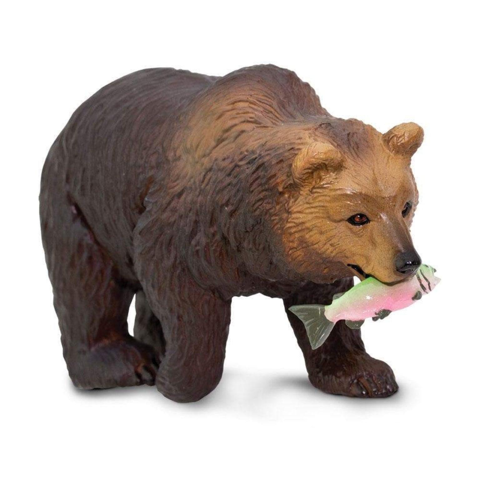 Apresentamos Figura de borracha - Urso Pardo com salmão com o SKU 438192923 recomendado para + 3 anos